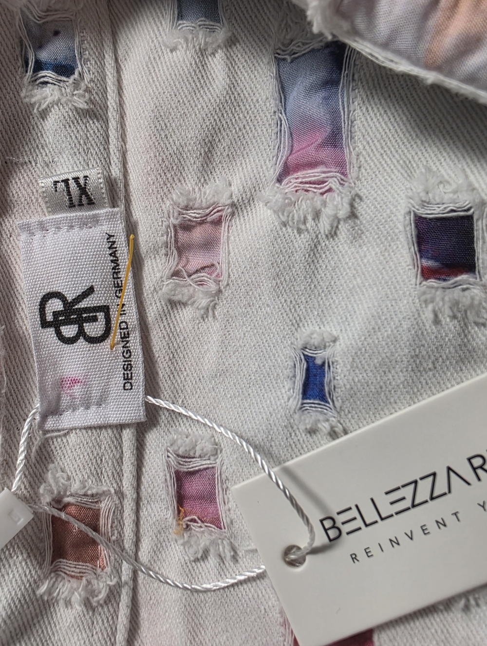 NWT Bellezza Republic Distressed "Window" Shirt XL – Colorful Patchwork Deconstr